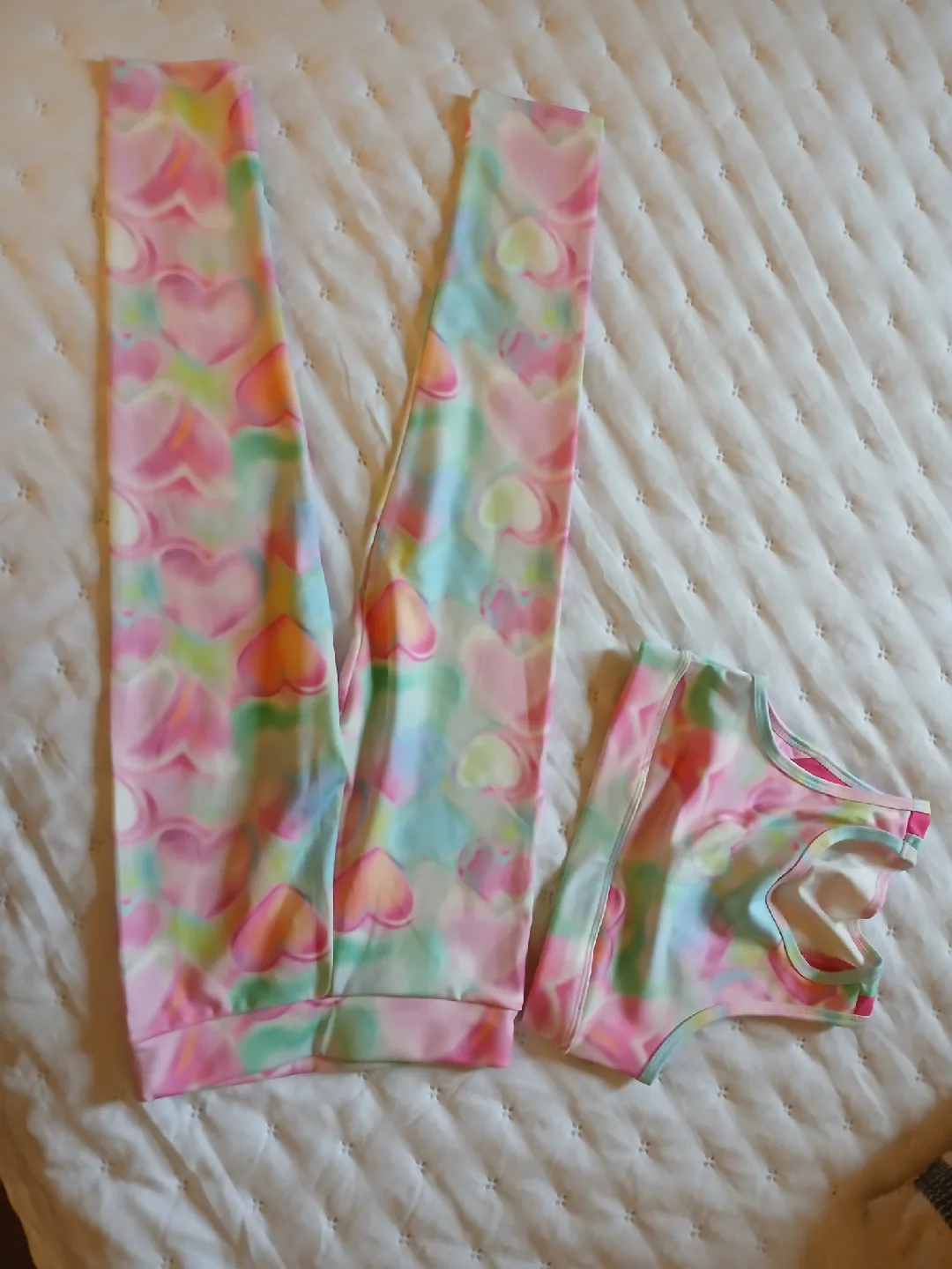 Girls' Heart Print Leggings & Top Set