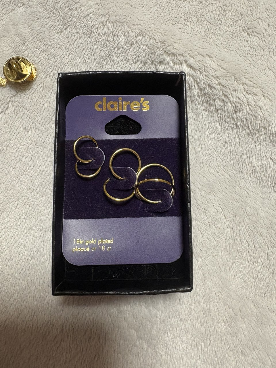 Claire's Gold Plated Hoop Earrings - New