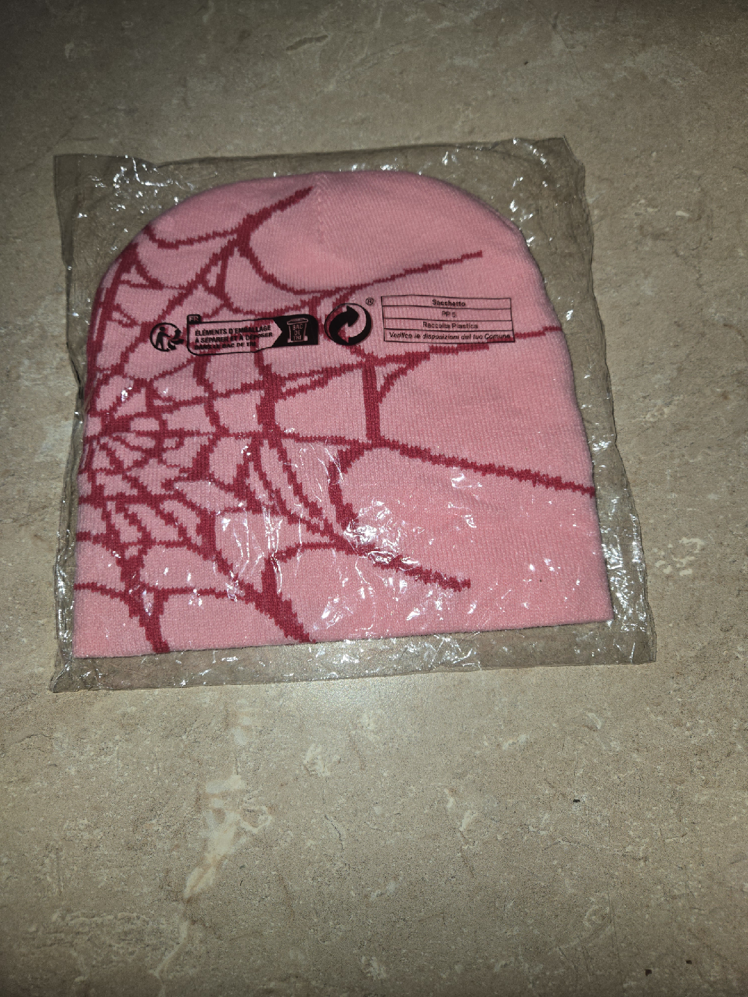 🥕New Pink Beanie with Spiderweb Design