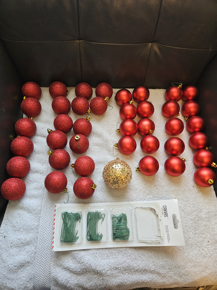 Deep Red Christmas Ornaments - Set of 40