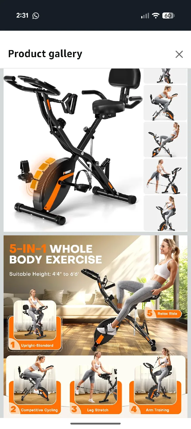 Mosuny 5-in-1 Exercise Bike image indicator(2)