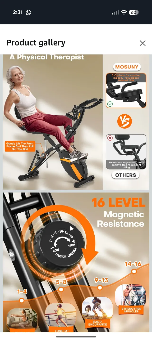 Mosuny 5-in-1 Exercise Bike image indicator(3)