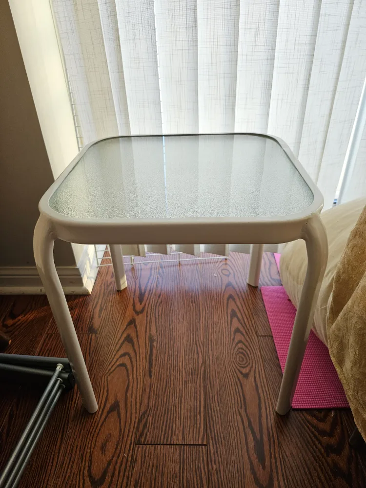 White Side Table with Glass Top thumbnail