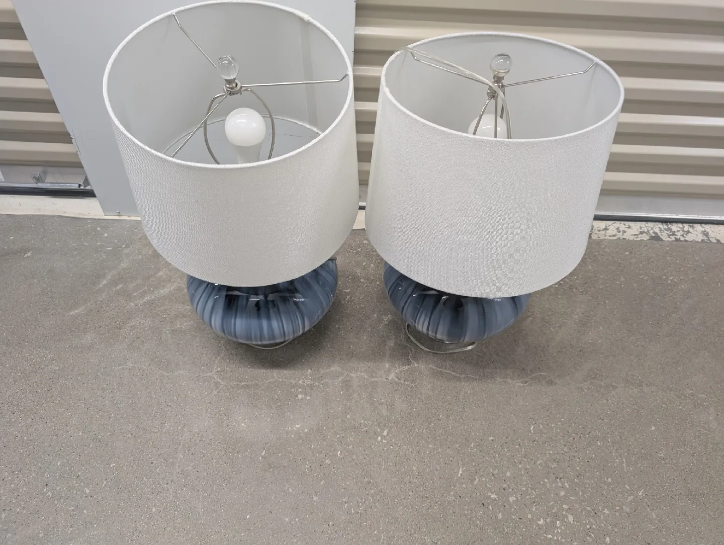 Pair of Blue Glass Table Lamps image indicator(2)