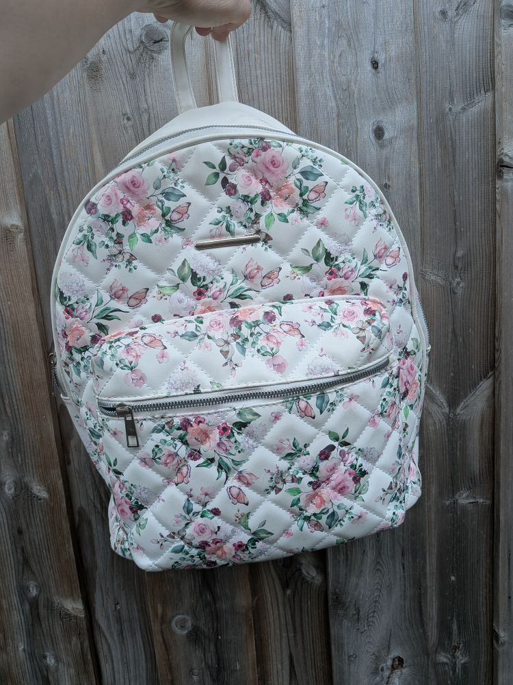 White floral knapsack