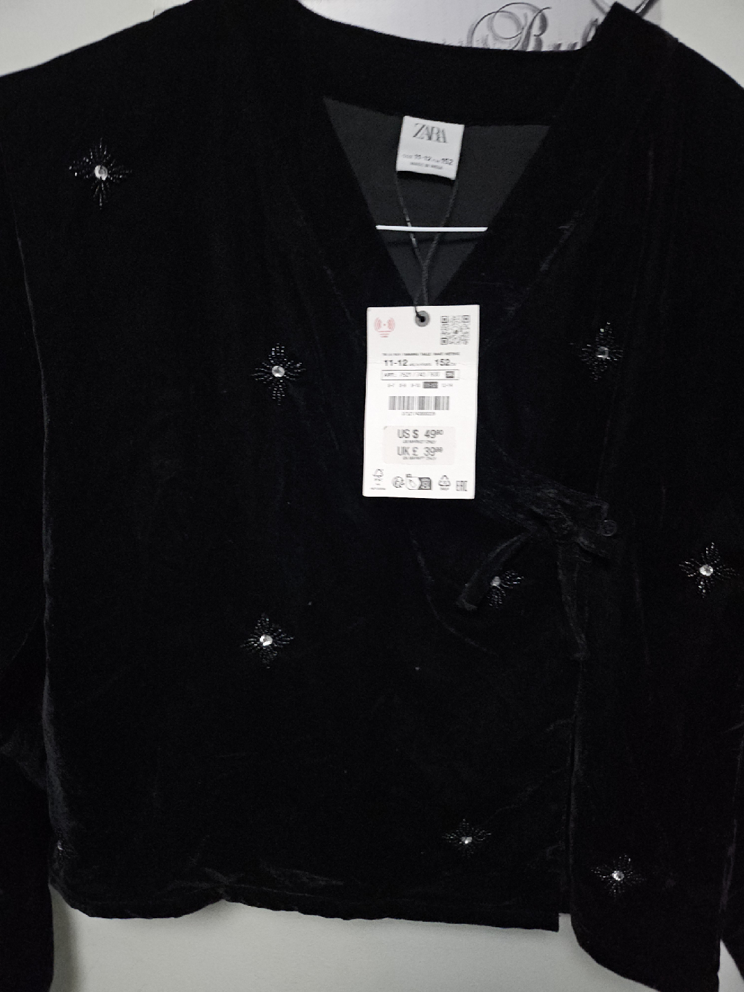 Zara Velvet Kimono Jacket - Size 11-12 (Kids) - photo 3