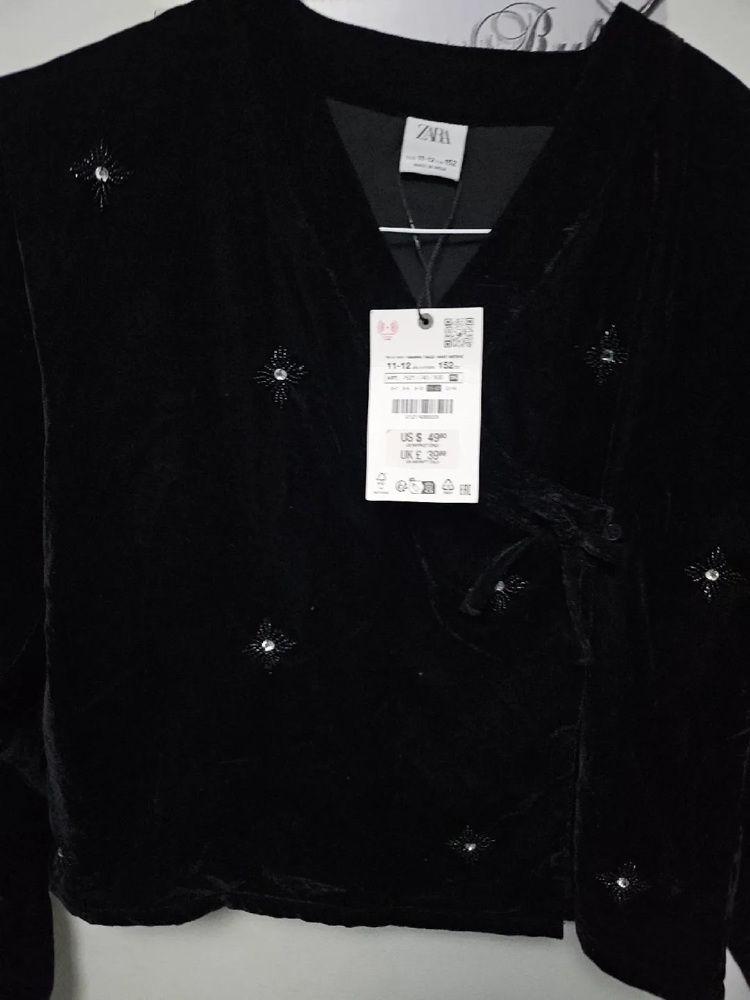 Zara Velvet Kimono Jacket - Size 11-12 (Kids) image indicator(3)