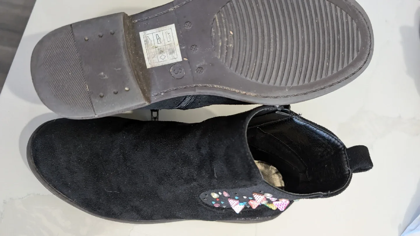 Skechers Black Suede Girls' Ankle Boots - Size 3 image indicator(2)