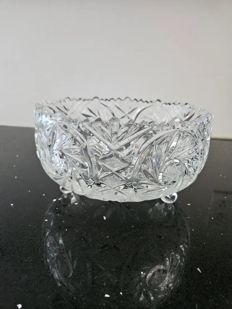 Vintage Cut Footed Crystal Bowl thumbnail