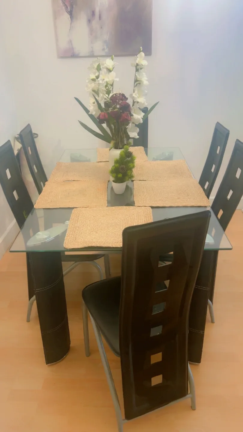 Glass Dining Table with 6 Chairs image indicator(6)