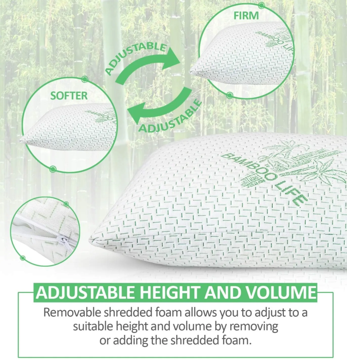 Bamboo Memory Foam Pillow, Queen 😴 💤 🛏 image indicator(3)