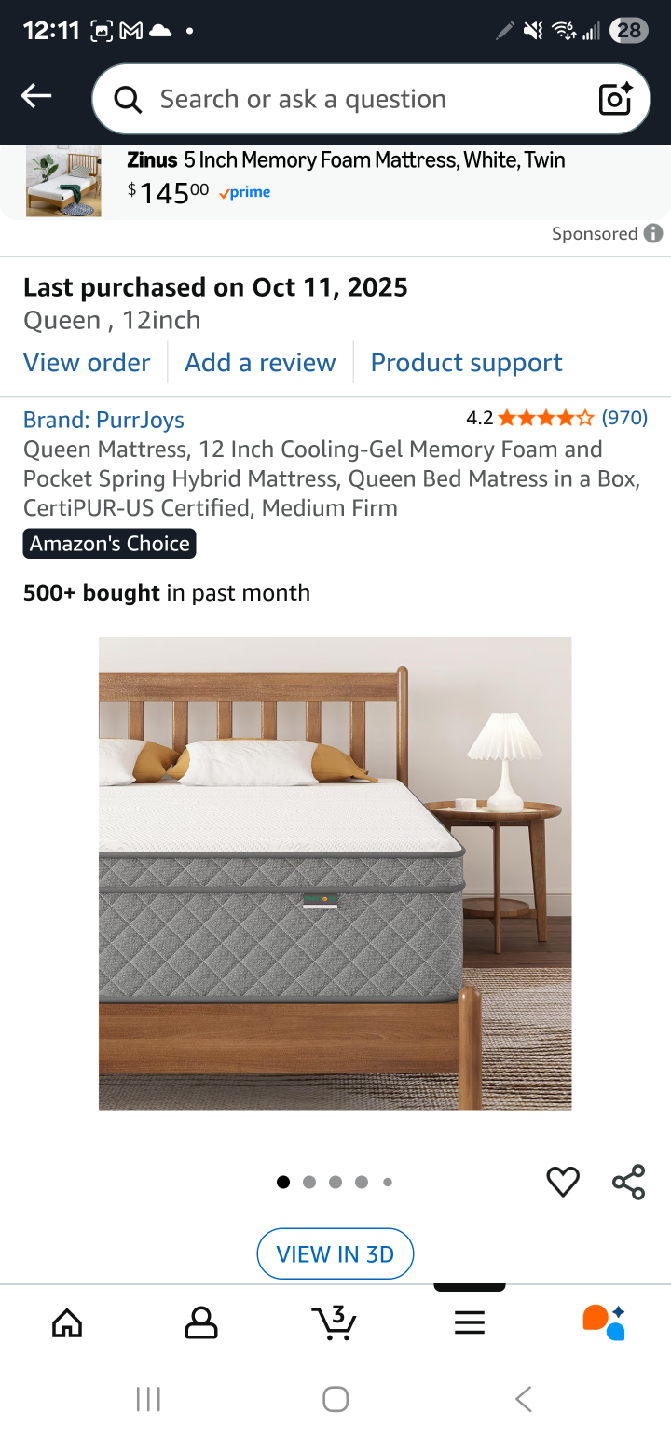 Purrjoys 12 Inch Queen Cooling-Gel Memory Foam Mattress - photo 2