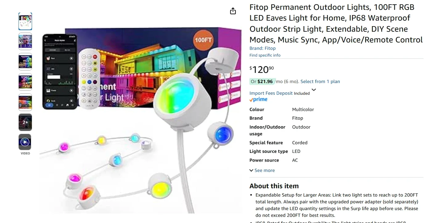 Permanent Outdoor Lights 100FT BNIB image indicator(2)