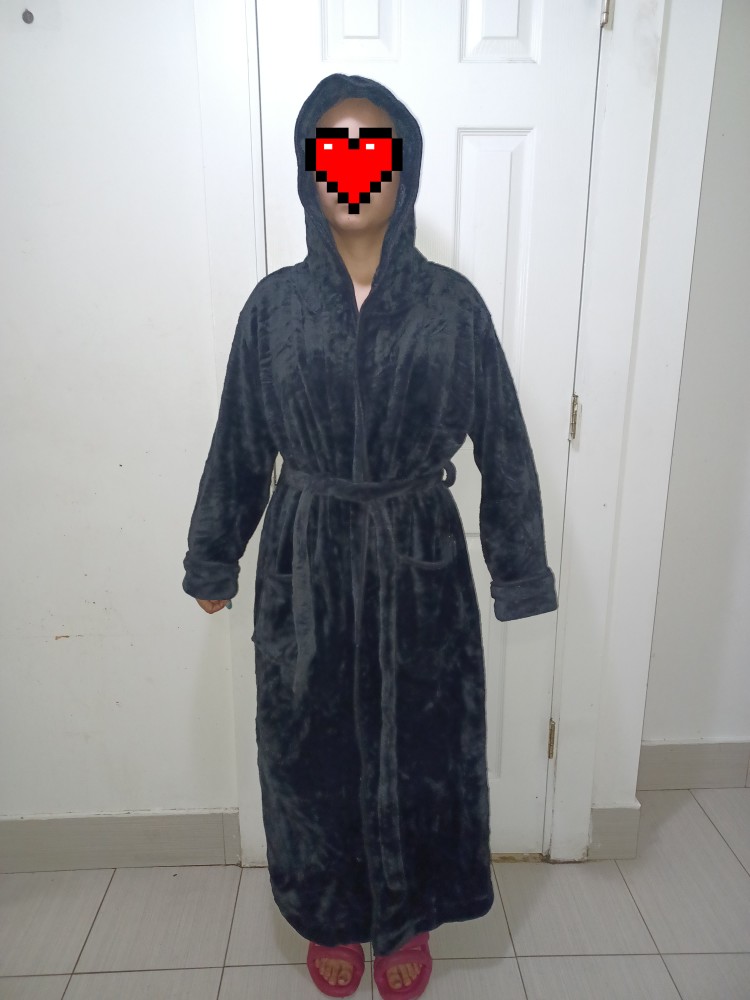 Hooded Plush Robe - Black