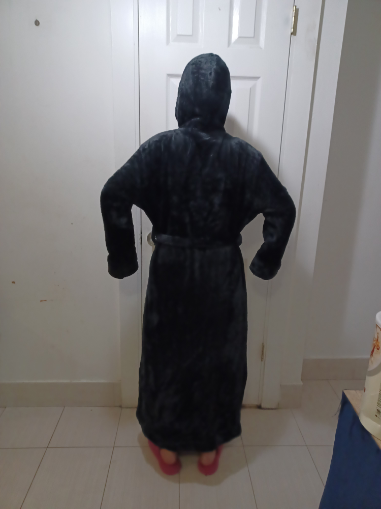 Hooded Plush Robe - Black - photo 2