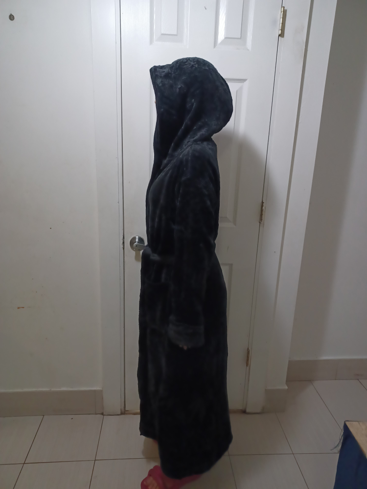 Hooded Plush Robe - Black - photo 3