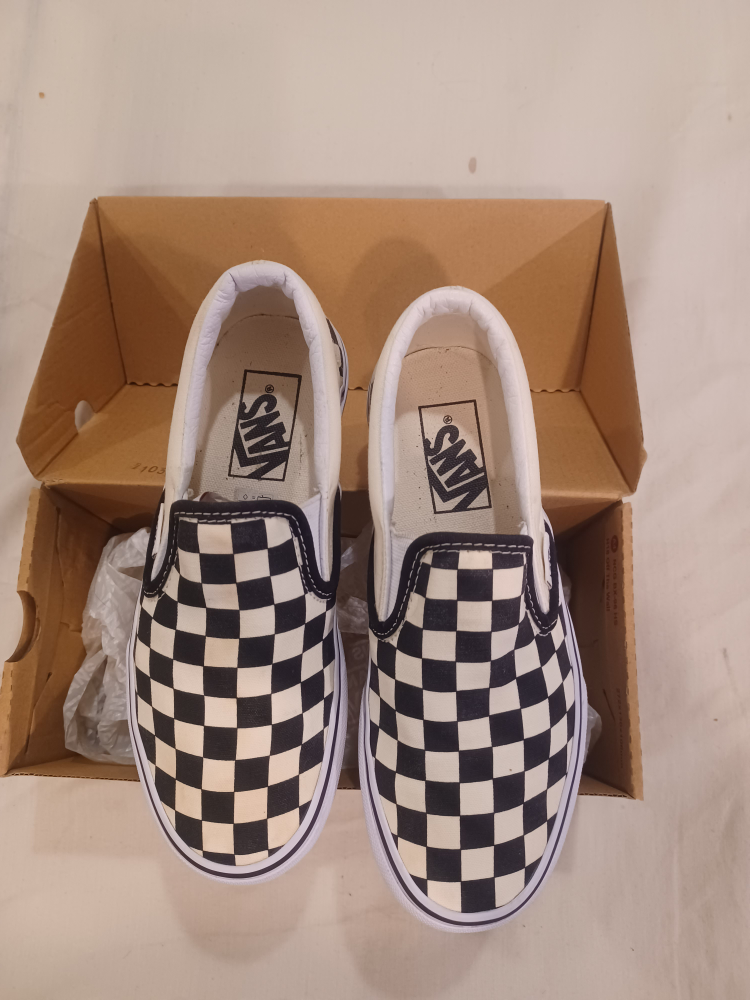 Vans Kids Classic Slip-On Checkerboard Shoes - Size 10