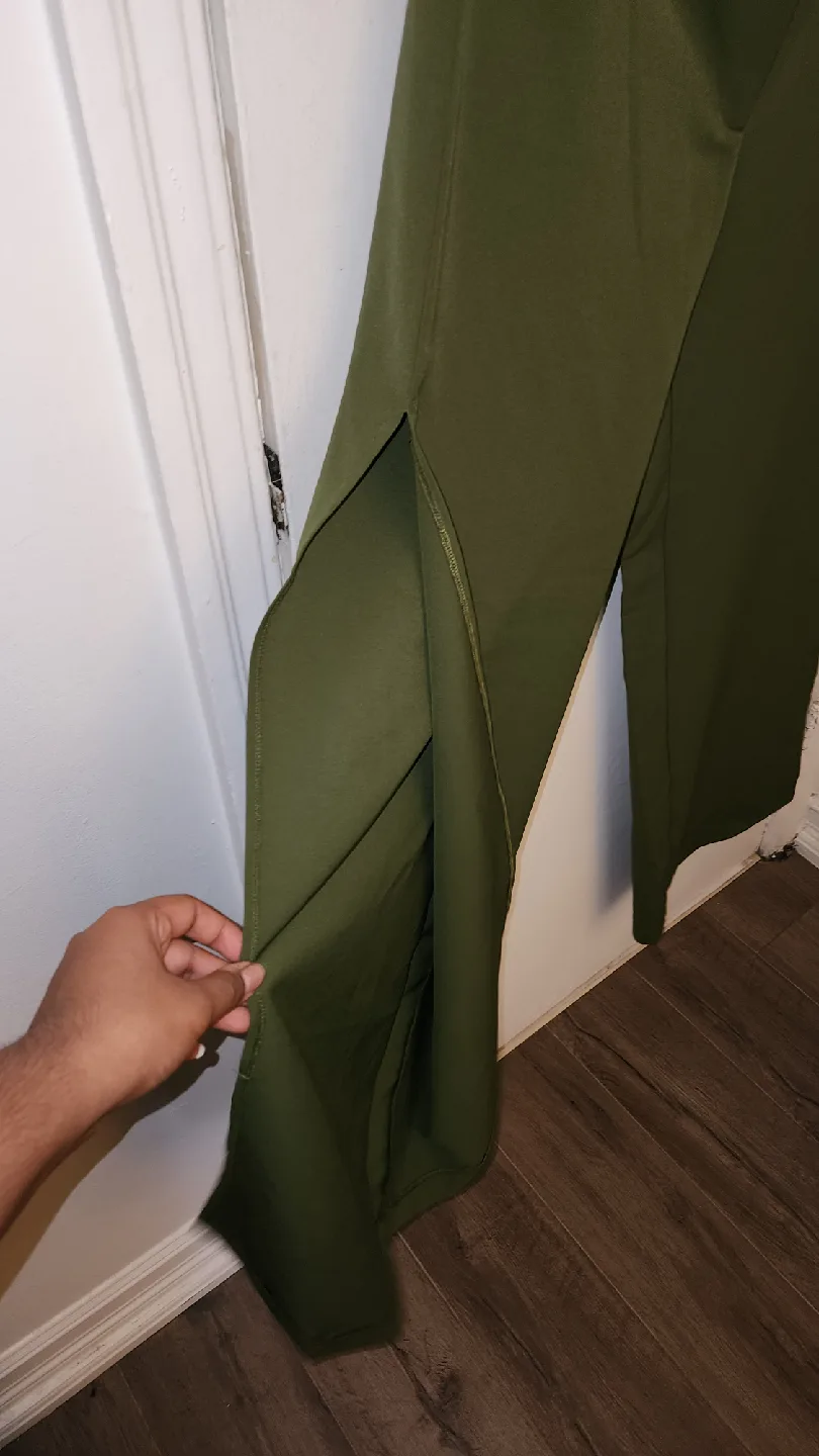 Olive Green Slit Leg Pants image indicator(2)