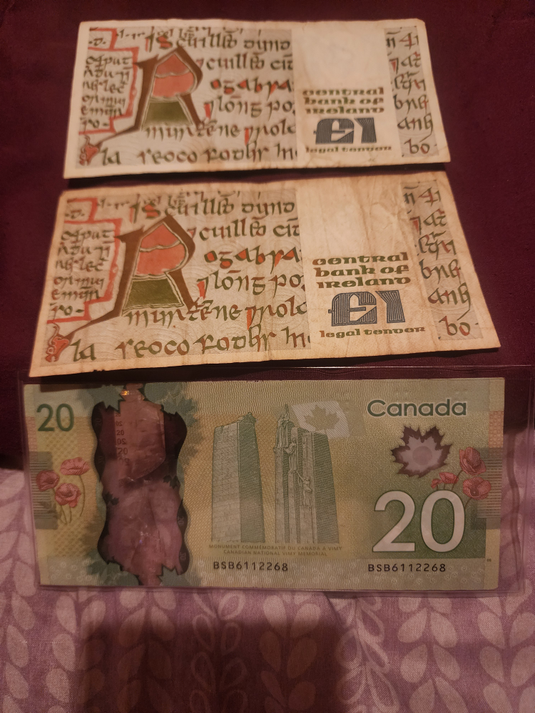 Old Bank of Ireland Note Canadian $20 Bill 2 postcards CASHONLY - photo 2