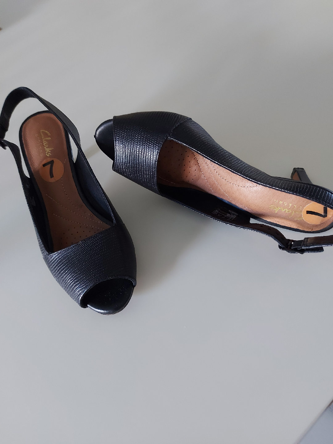 Clarks Black Leather Slingback Heels - Size 7 - photo 2