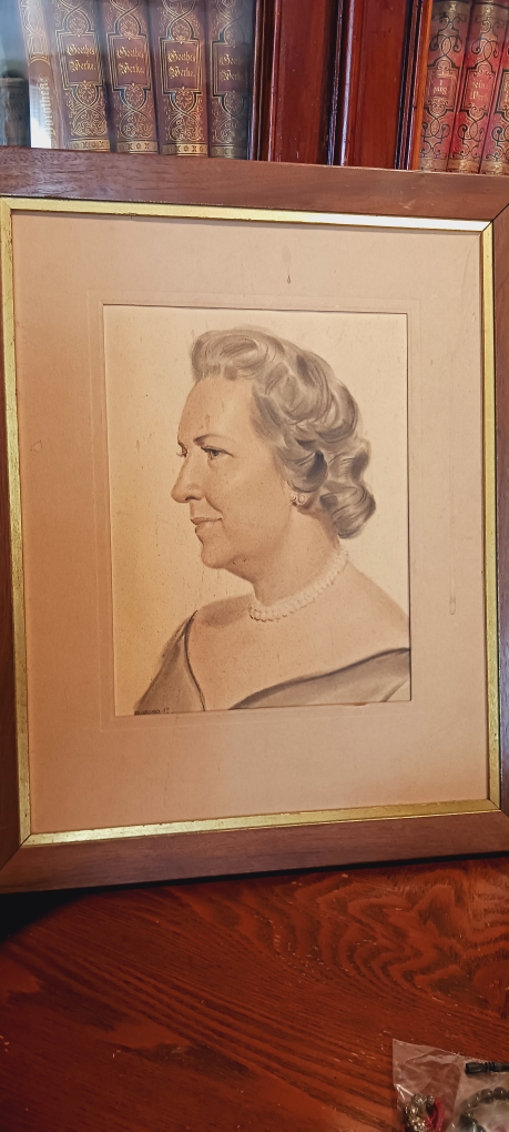 Authentic Signed  Framed Vintage '59. Portrait Artwork - photo 2