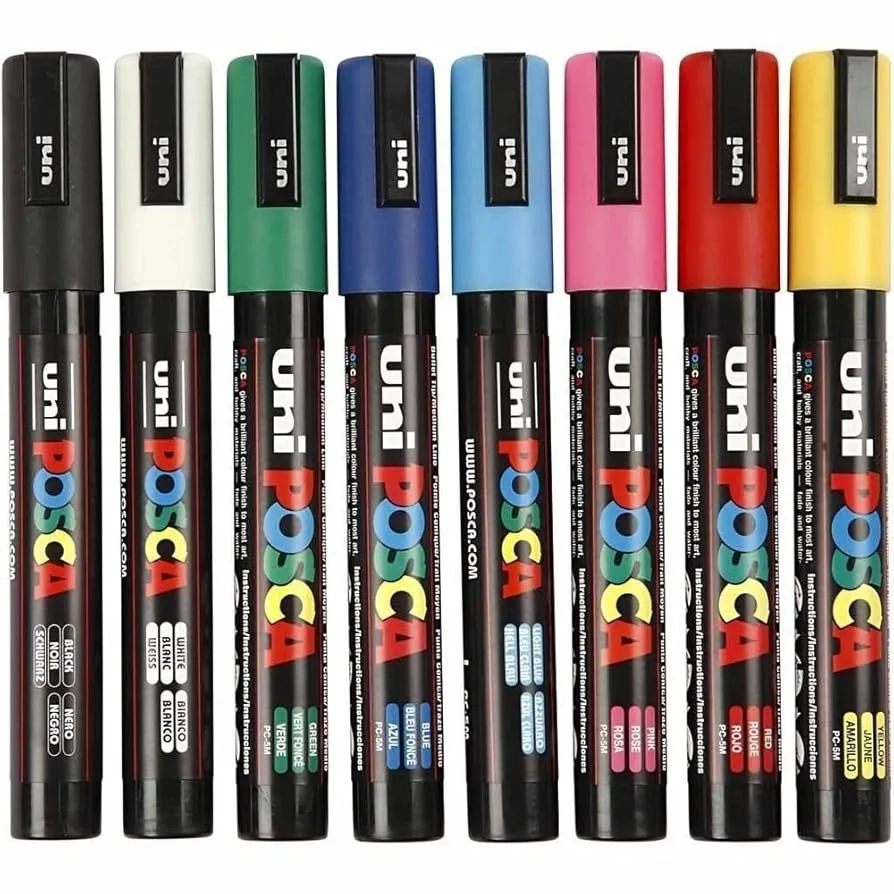 NIB Uni POSCA PC-5M Generic Colours Paint Marker Set - 8 Pack image indicator(2)