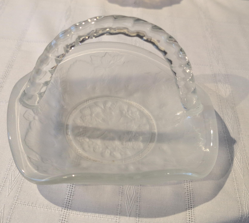 Frosted Glass Basket with Handle