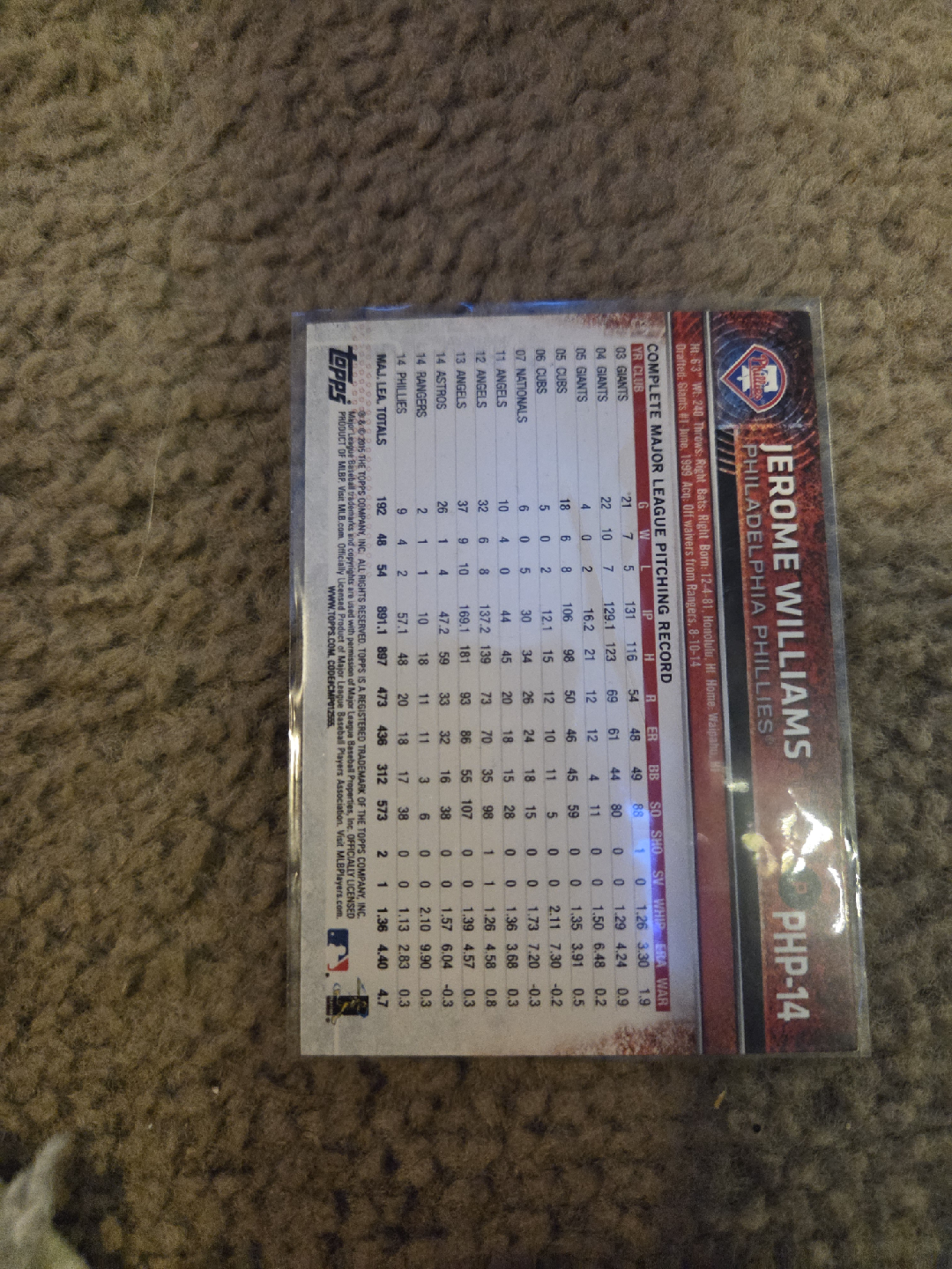 Jerome Williams Topps Baseball Card - photo 2