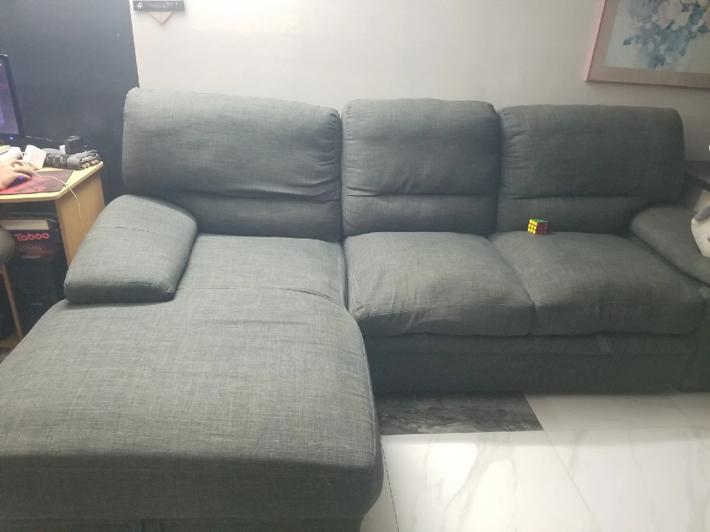 Grey Fabric Sofa Sectional With Storage