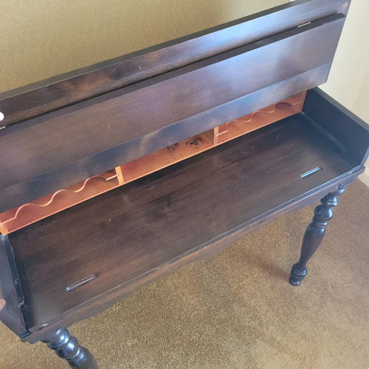 Antique Dark Wood Secretary/Spinet Desk image indicator(4)