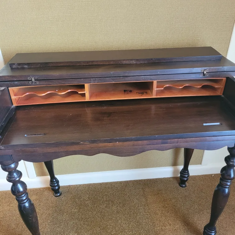Antique Dark Wood Secretary/Spinet Desk image indicator(7)