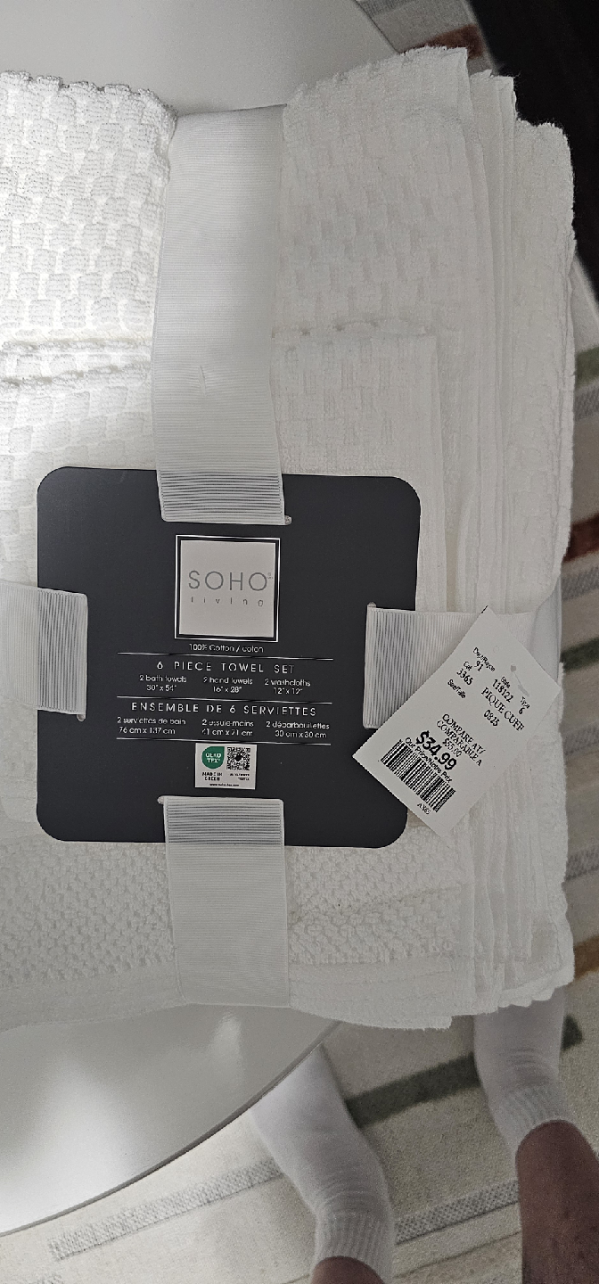 Soho Living 6-Piece White Towel Set - New