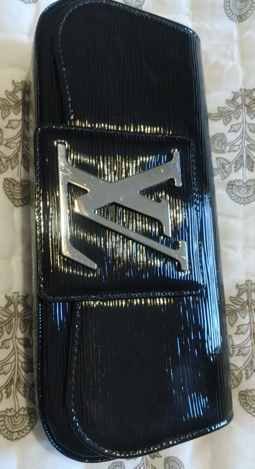 Louis Vuitton Sobe black patent clutch
