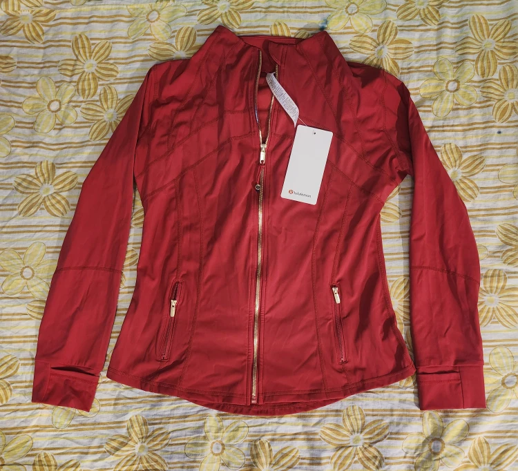 NWT Red Lululemon Define Jacket w/ Gold Accents