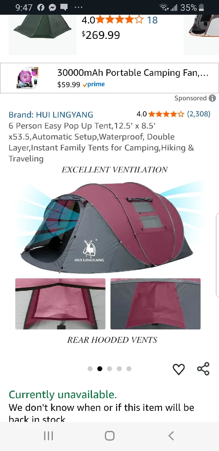 HUI LINGYANG 6 Person Easy Pop Up Tent, 12.5 x 8.5 brand new image indicator(2)