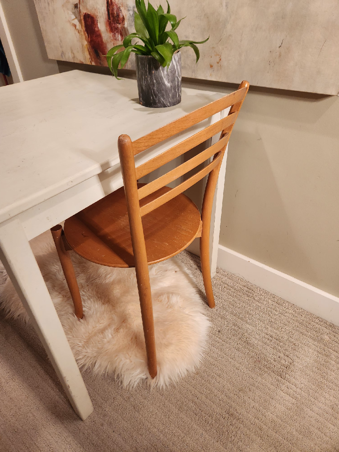 small SPACE FRIENDLY VINTAGE Wooden Dining Table with Chair - photo 3