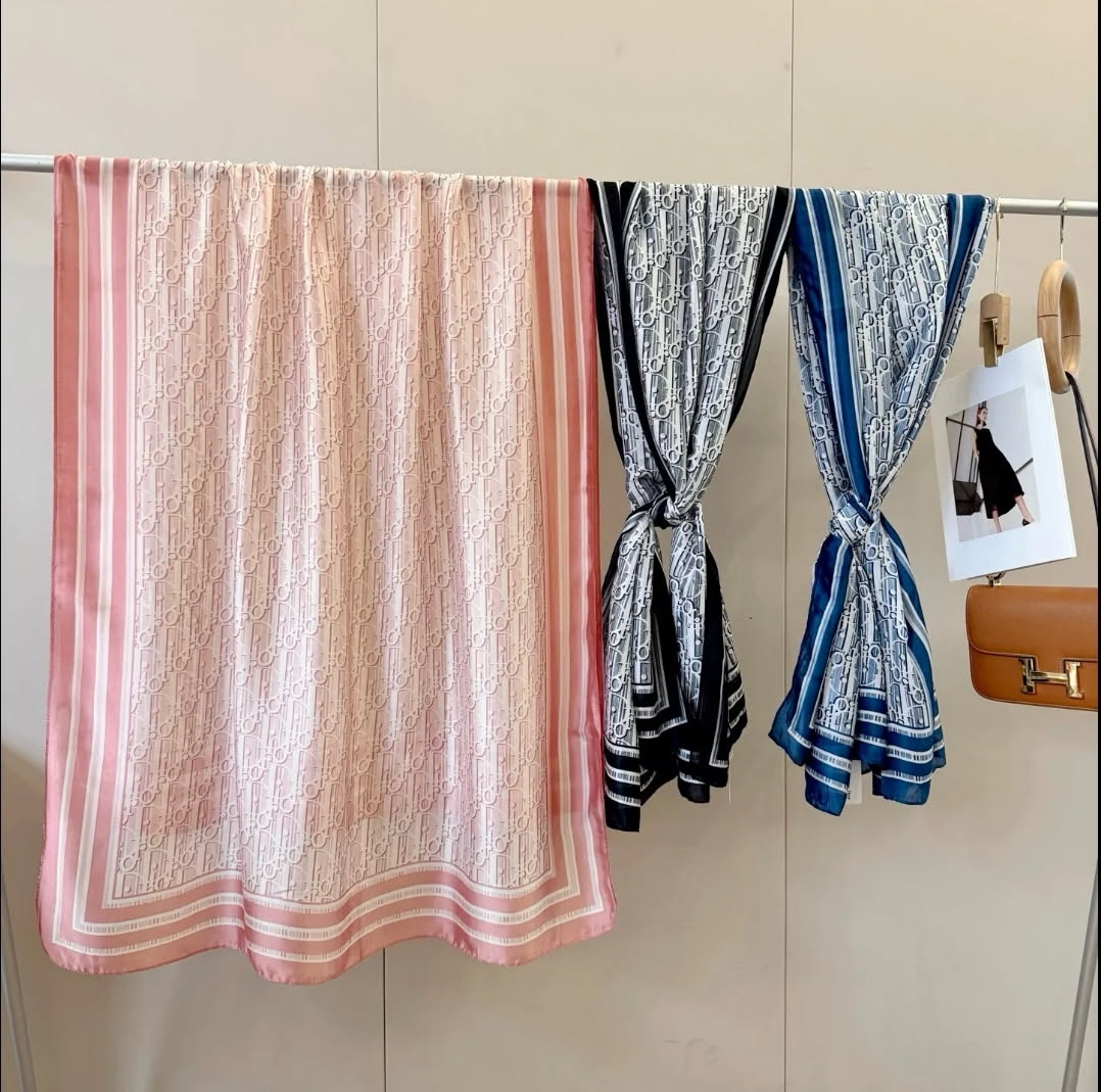 Dior Oblique Scarf - Pink & Navy