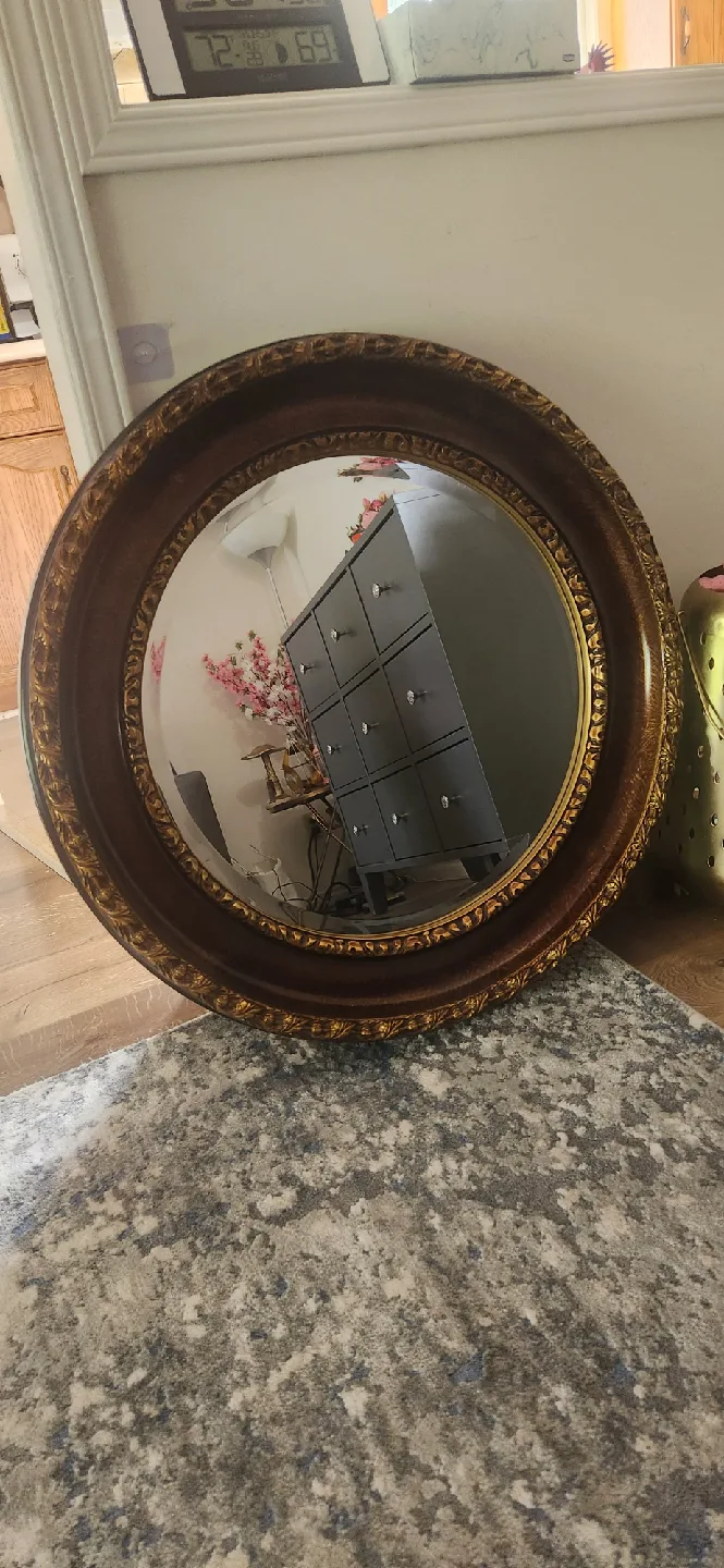 Round Wooden Framed Mirror image indicator(5)