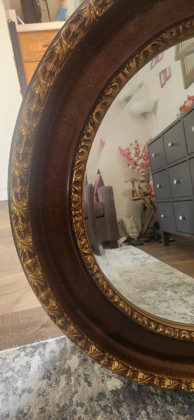 Round Wooden Framed Mirror image indicator(6)