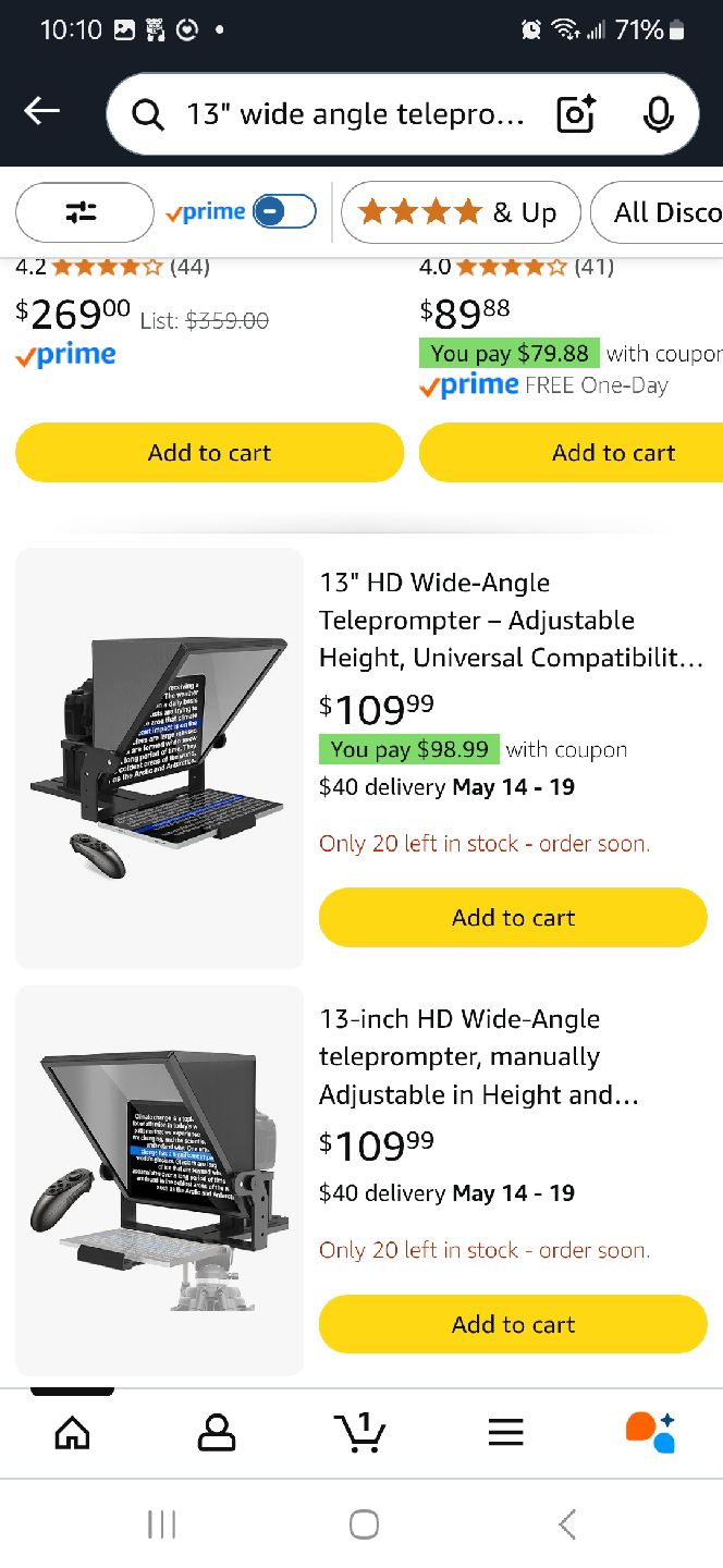 13" HD Wide-Angle Teleprompter - Adjustable Height - photo 2
