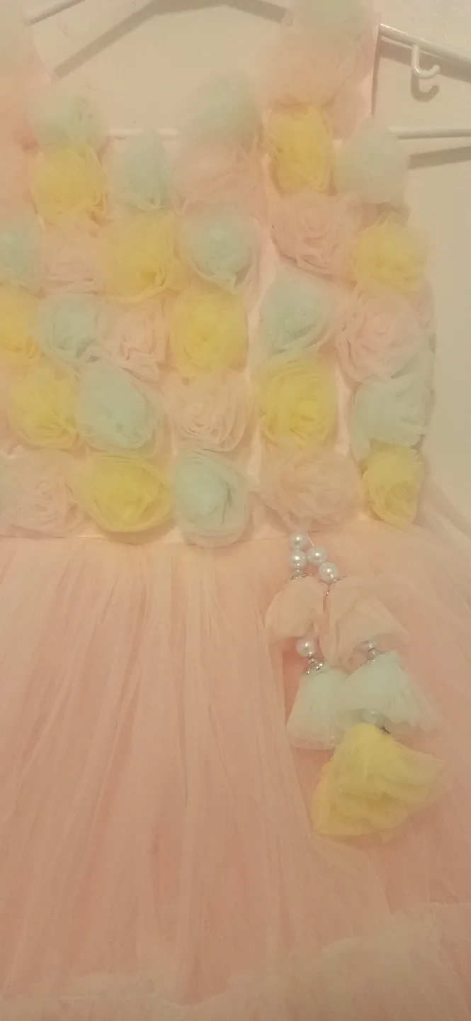 Pastel Pink & Yellow Flower Girl Dress.5-7yrs image indicator(3)