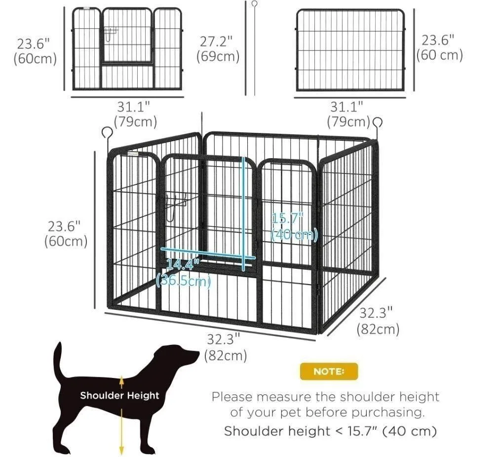 PawHut Dog Playpen - Black image indicator(2)