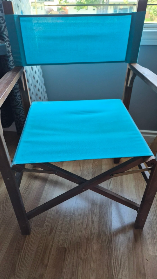 Folding Directors Chairs - Turquoise Canvas & Wood Frame