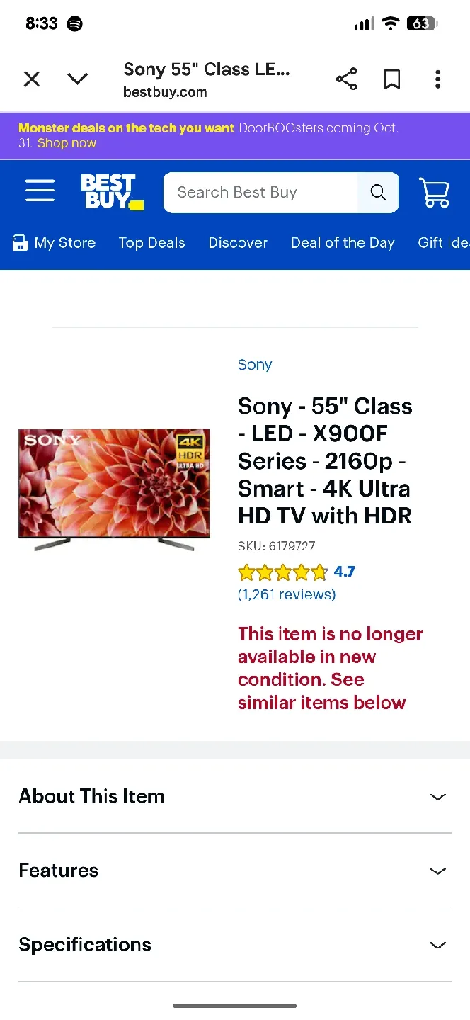 Sony 55" 4K Ultra HD Smart LED TV - X900F Series