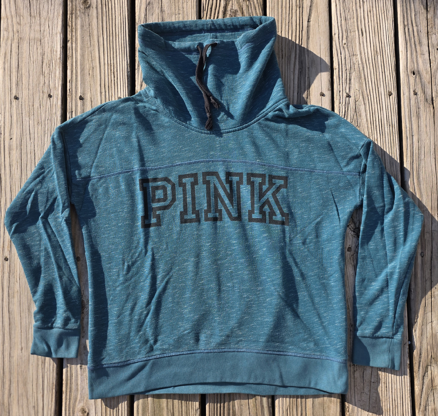 PINK Victoria's Secret Teal Cowl Neck Pullover - Size L