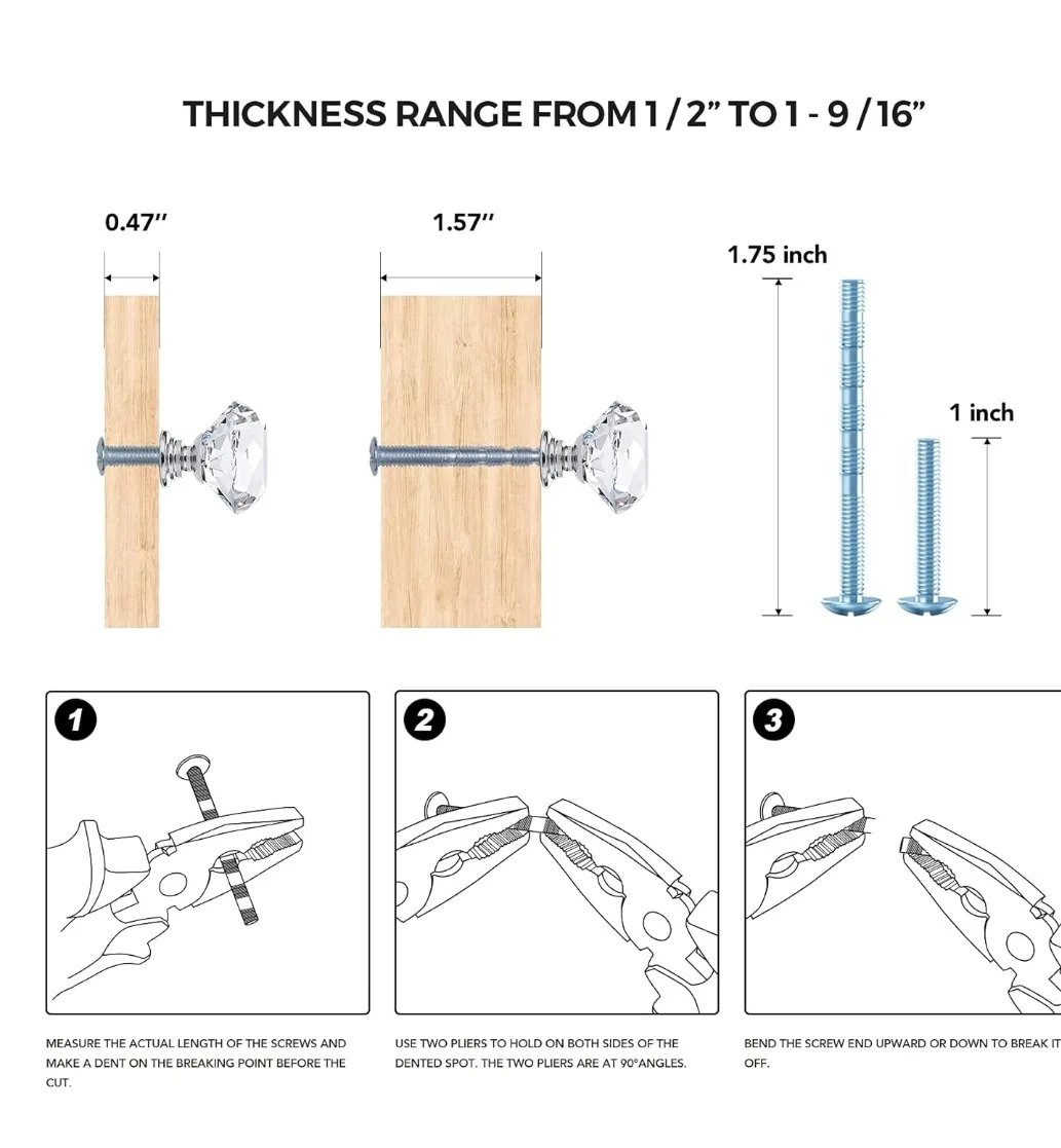 Crystal Glass Diamond Cabinet Knobs 24 pcs image indicator(3)