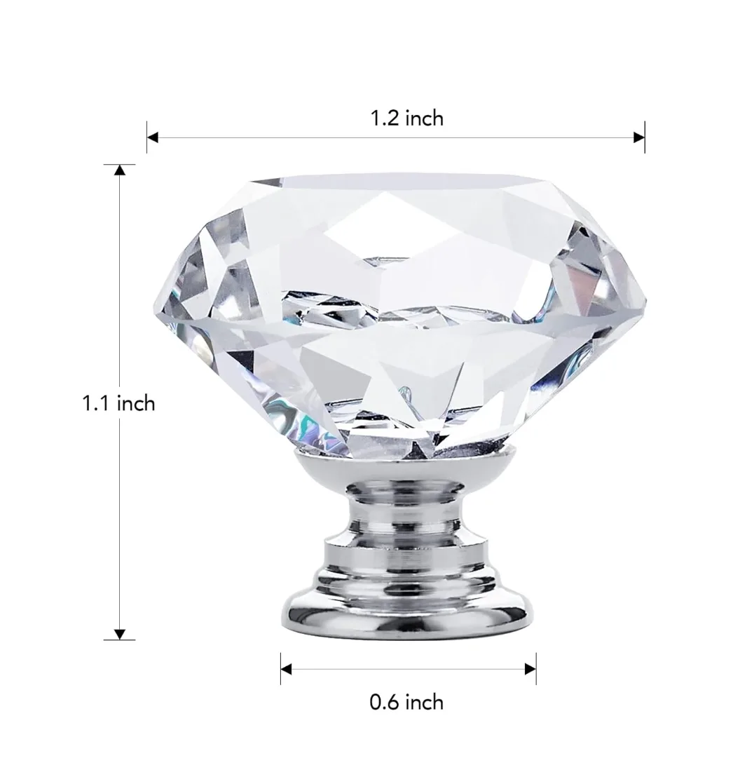 Crystal Glass Diamond Cabinet Knobs 24 pcs image indicator(5)