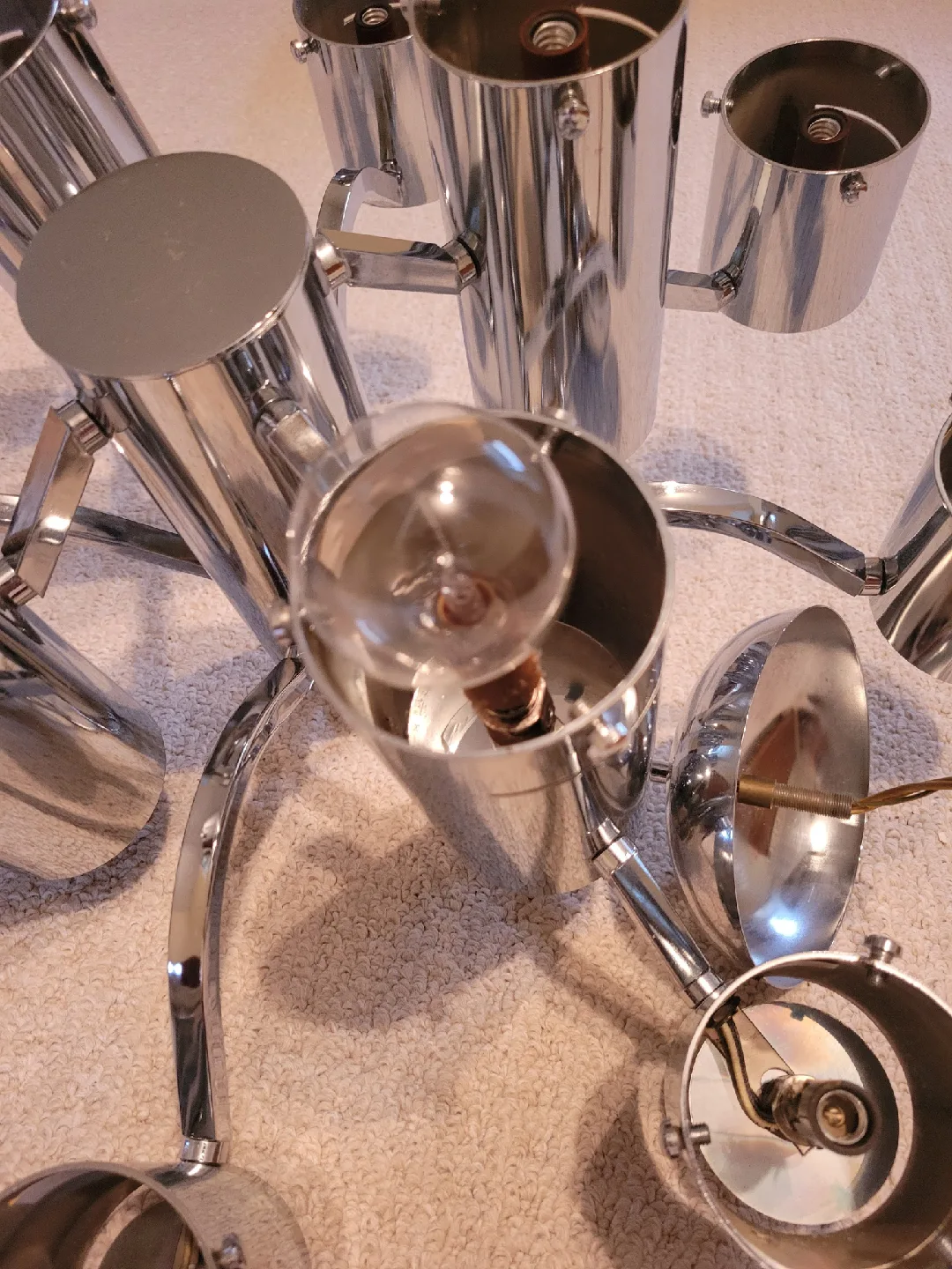 Modern Chrome Chandelier with Glass Shades image indicator(2)