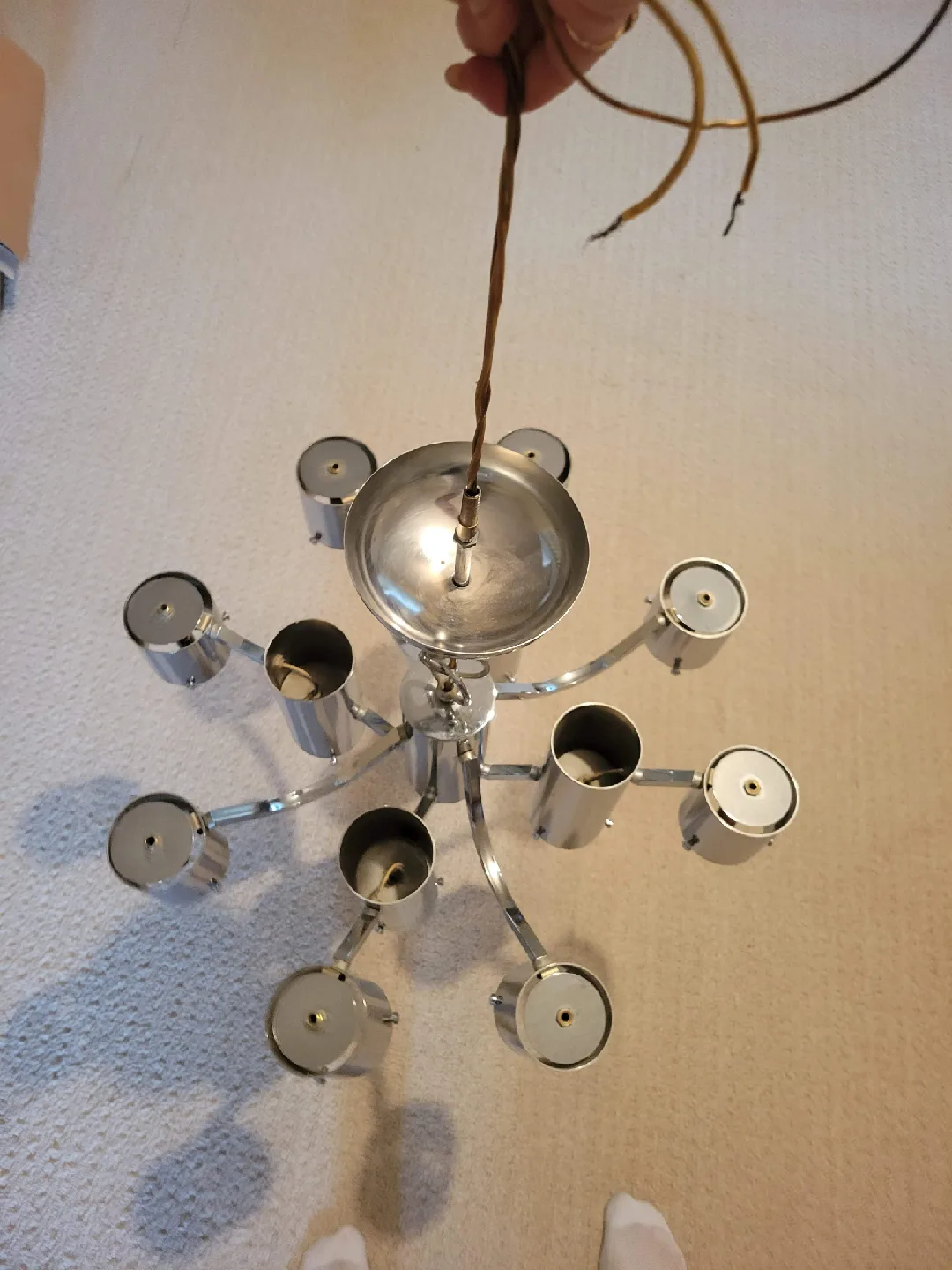 Modern Chrome Chandelier with Glass Shades thumbnail