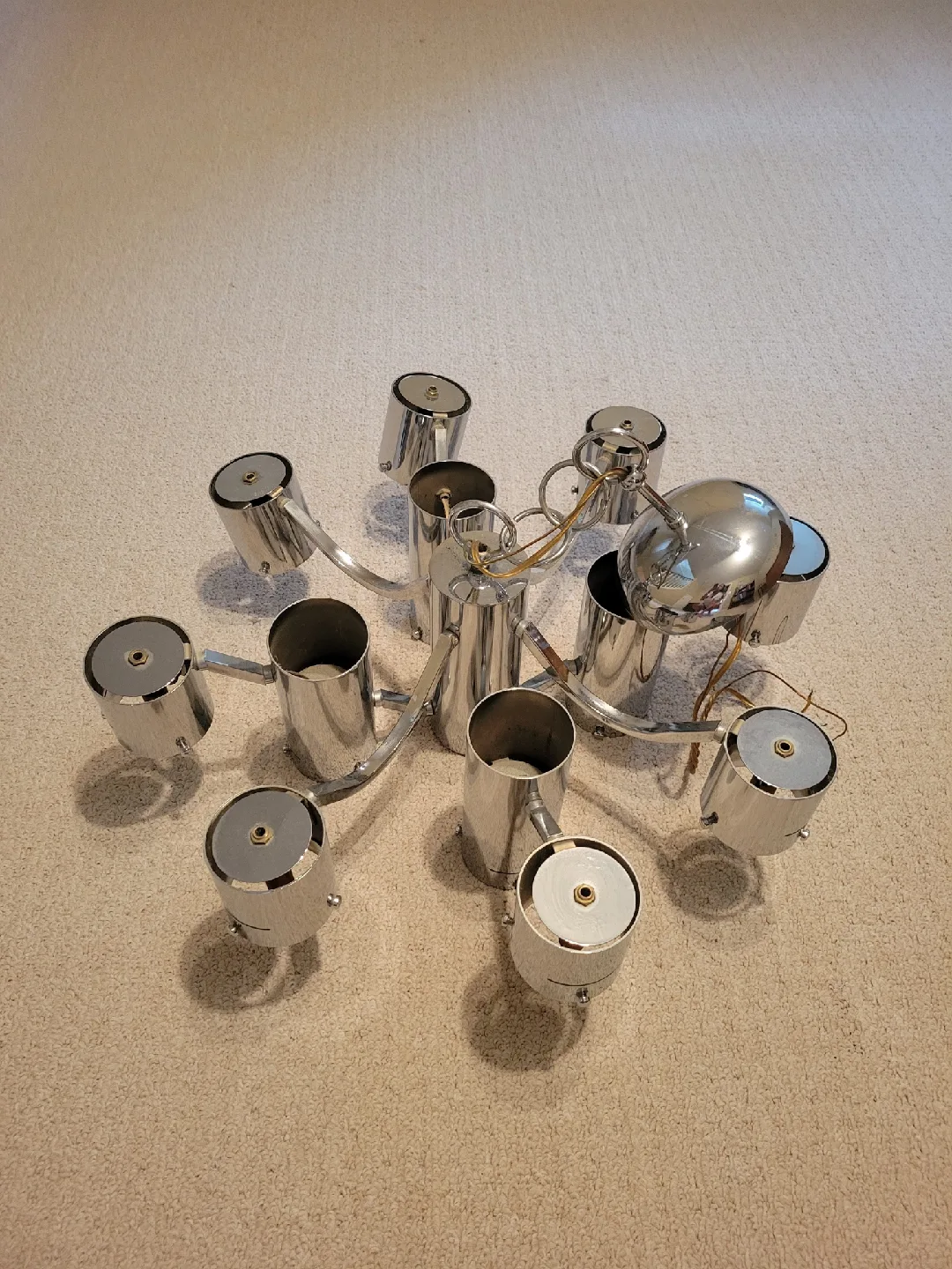 Modern Chrome Chandelier with Glass Shades image indicator(7)